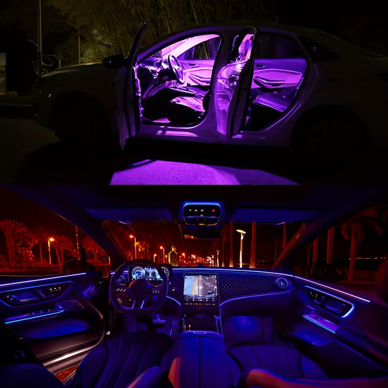 18-in-1 RGB Acrylic Car Interior Ambient Light Kit (Music Sync, Wireless Remote, 12V)