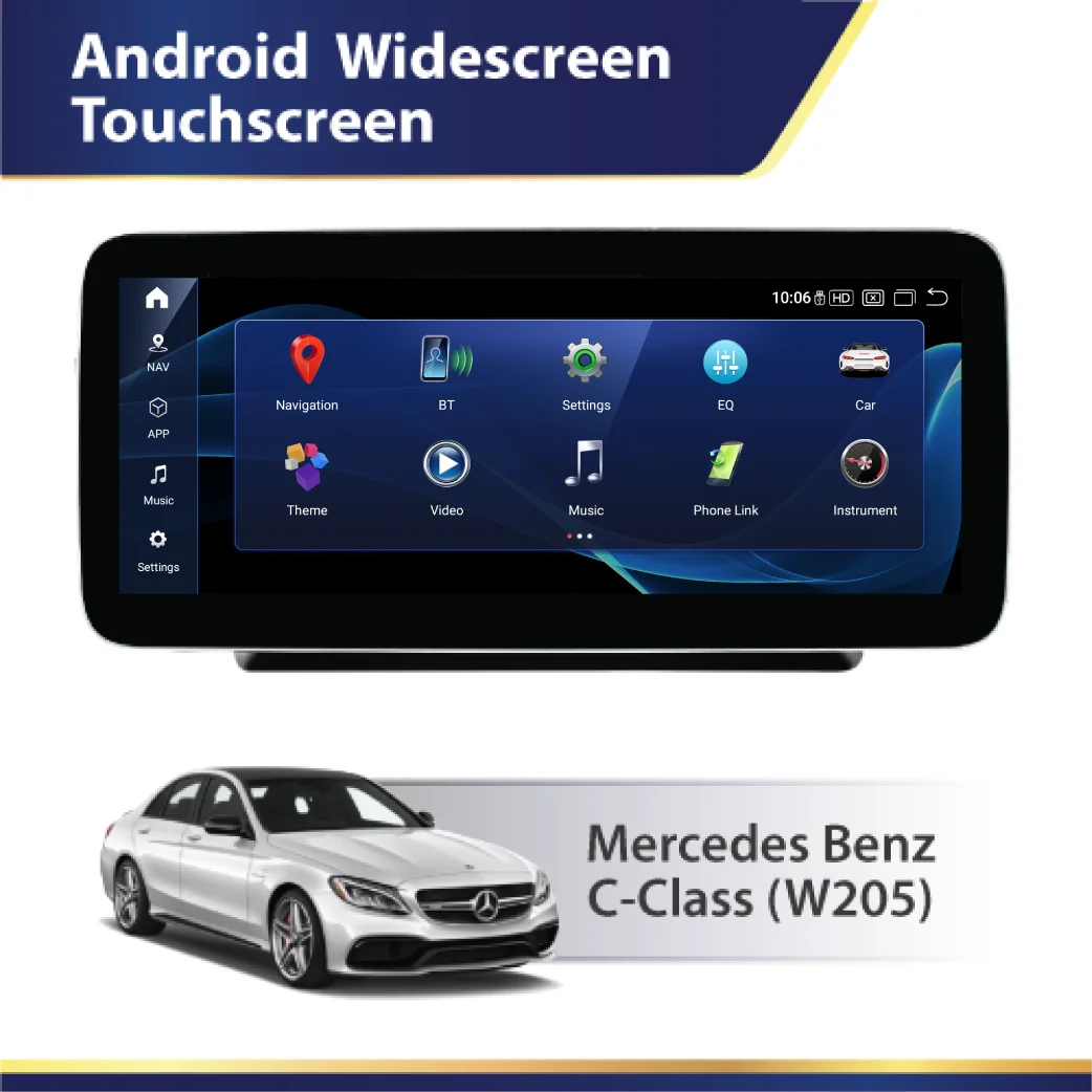 Android 14 10.2" QLED Multimedia System for Mercedes-Benz C-Class W205 (2014–2021)