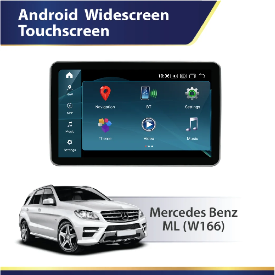 Android 14 9.8" QLED Multimedia System for Mercedes-Benz ML / GLE W166 (2011–2018)