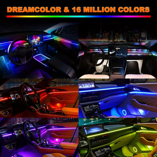 18-in-1 RGB Acrylic Car Interior Ambient Light Kit (Music Sync, Wireless Remote, 12V)